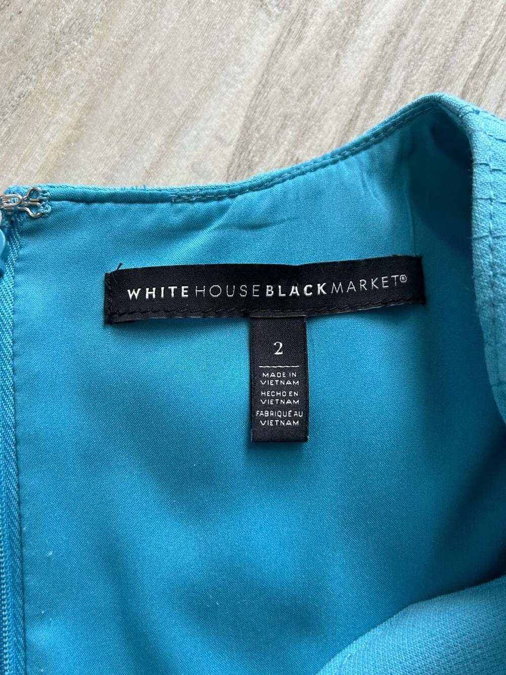White House Black Market Dress Size 2 Turquoise Blue V-Neck Sleeveless - Picture 4 of 5
